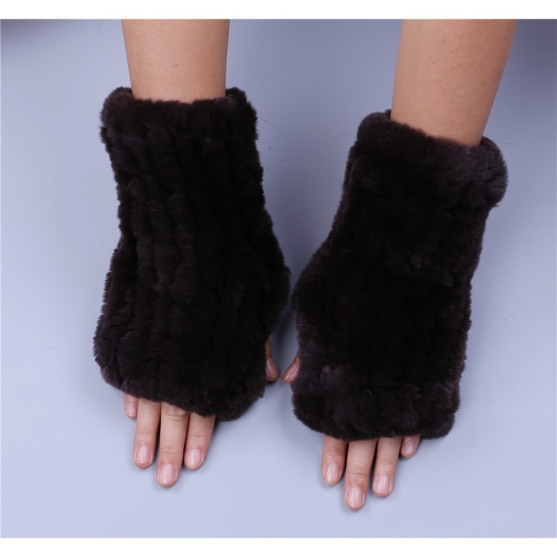 WinterRex Rabbit Fur Fingerless Gloves Soft Fluffy Fur Wrist Warmers For Women 2