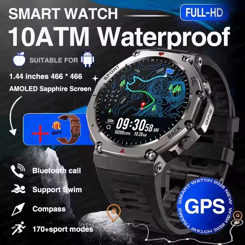 2025 Military Smartwatch For Men Bluetooth Calling GPS Compass 10ATM Waterproof 8