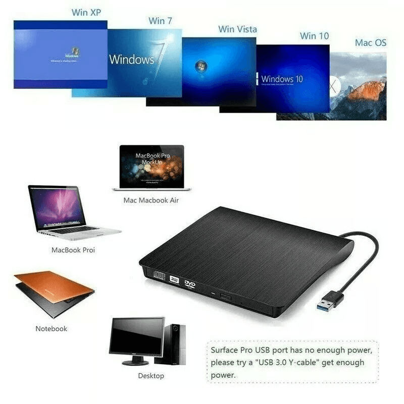 HighSpeed External CDDVD RW Drive Slim USB 30 DVD Burner For Laptop Desktop 9