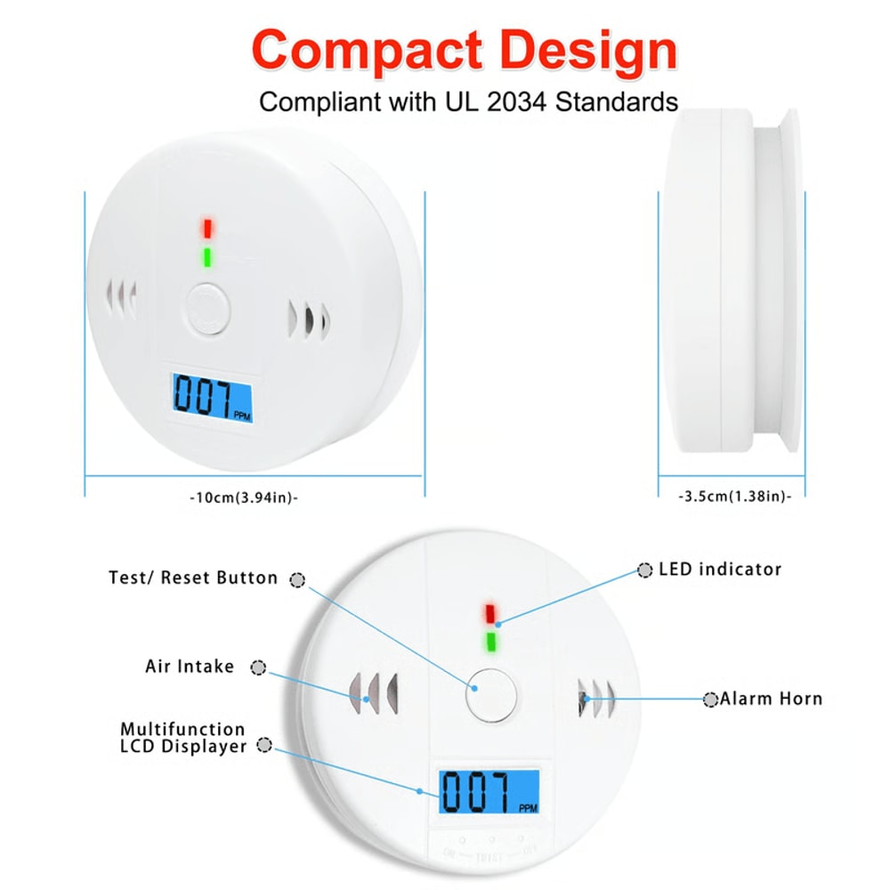 2in1 CO Smoke Detector Alarm Advanced Fire Gas Protection For Every Room 7