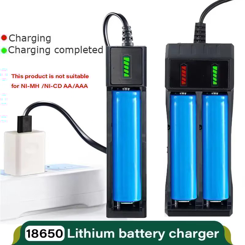 18650 Battery Charger, Fast USB Charging for 16340, 14500, 18650 Batteries