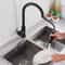 Black Touch Control Kitchen Faucet With PullOut Spray Modern Sink Tap 3
