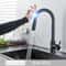 Black Touch Control Kitchen Faucet With PullOut Spray Modern Sink Tap 10