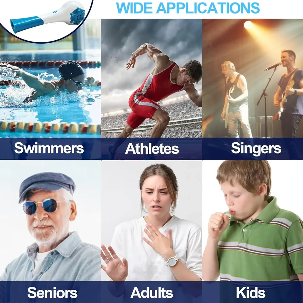 Adjustable Resistance Breathing Trainer for Lung Capacity, Endurance and Breath Control