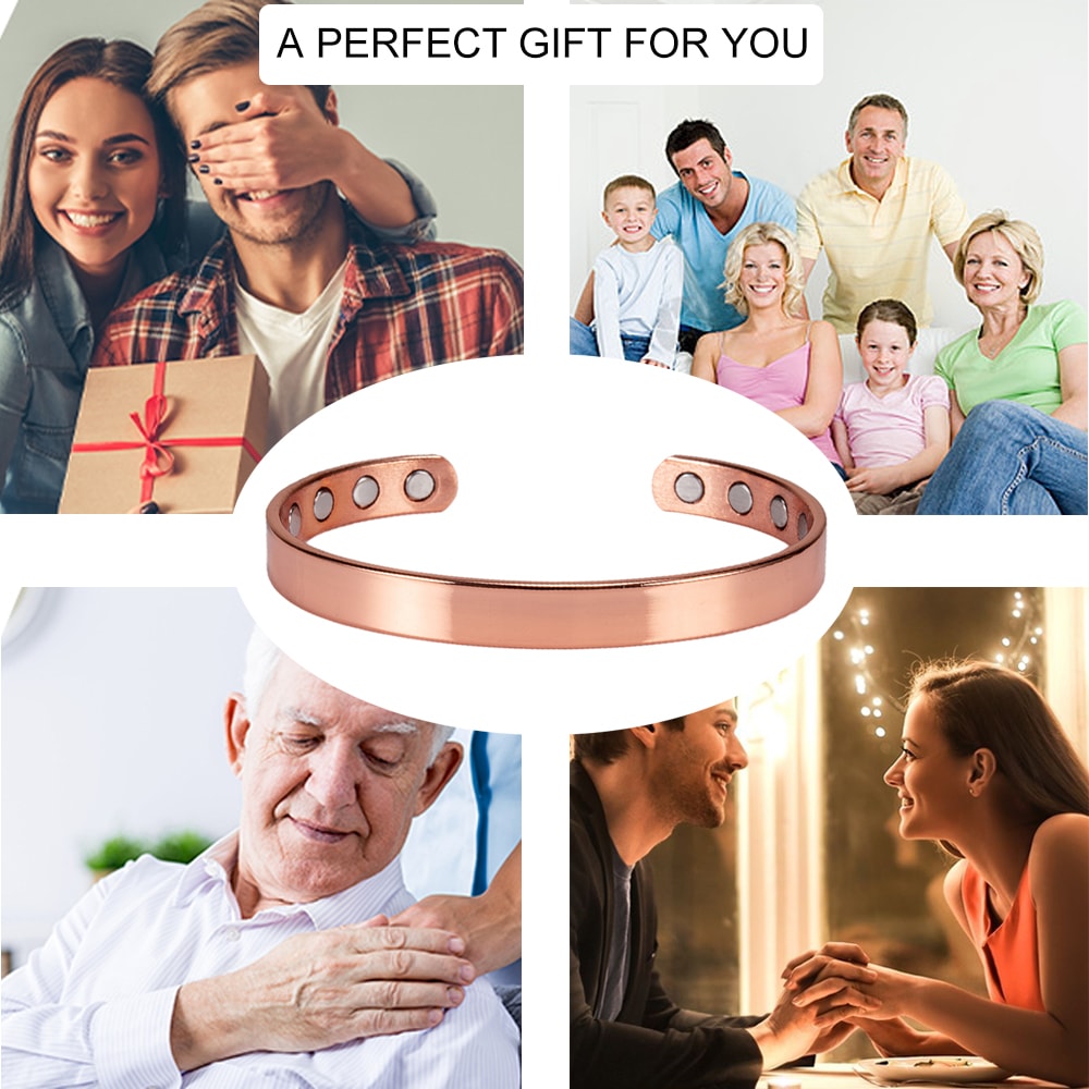 Men Solid Copper Magnetic Therapy Wrist Bracelet 2