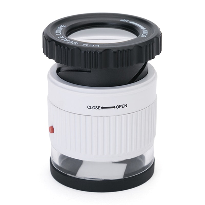 30X Loupe Magnifier with LED Light and Measuring Scale for Jewelry Inspection
