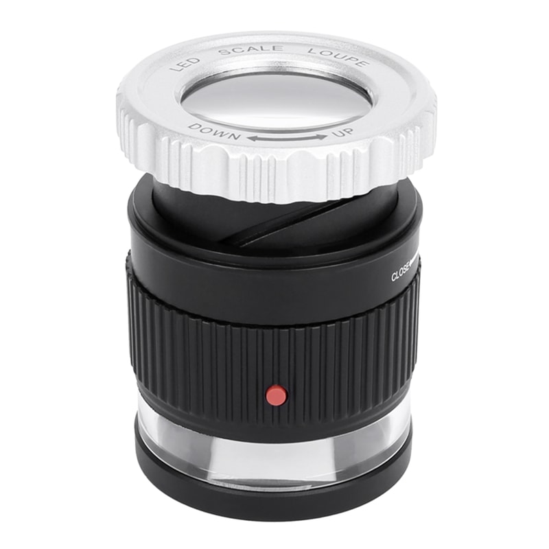 30X Loupe Magnifier with LED Light and Measuring Scale for Jewelry Inspection