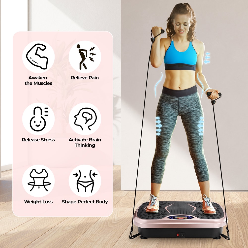 Home Workout Vibration Plate Fitness Platform With Resistance Loop Bands 1