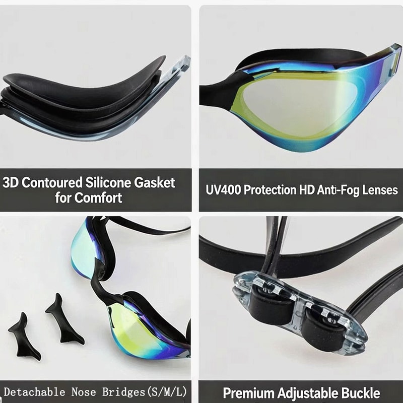 High Performance Anti Fog Swim Goggles With Earplugs Leak Proof UV Protection 3