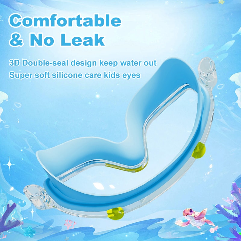Kids Anti Fog Swim Goggles With Earplugs Wide View No Leak Silicone Mask 3