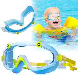 kids anti fog swim goggles with earplugs wide view no leak silicone mask