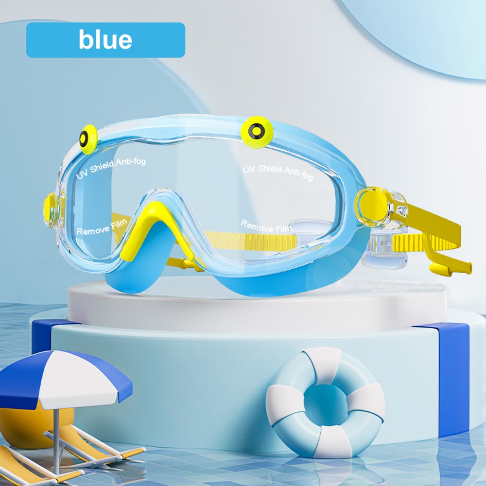 Kids Anti Fog Swim Goggles With Earplugs Wide View No Leak Silicone Mask 6