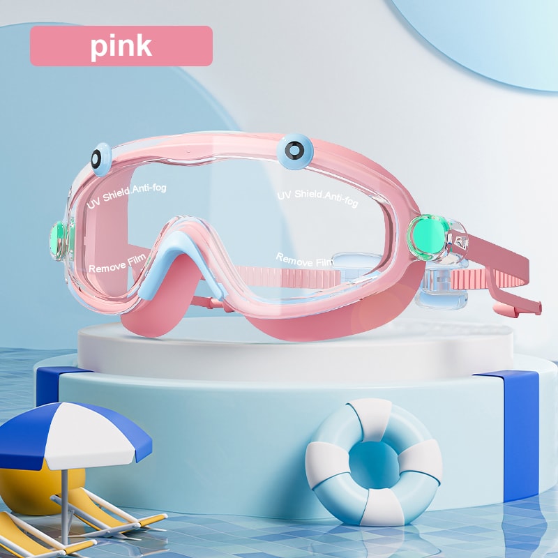 Kids Anti Fog Swim Goggles With Earplugs Wide View No Leak Silicone Mask 2
