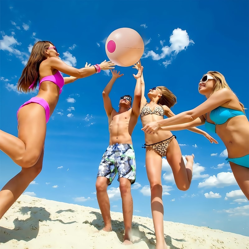 Funny Inflatable Beach Ball Set For Pool Party Games And Summer Fun 0