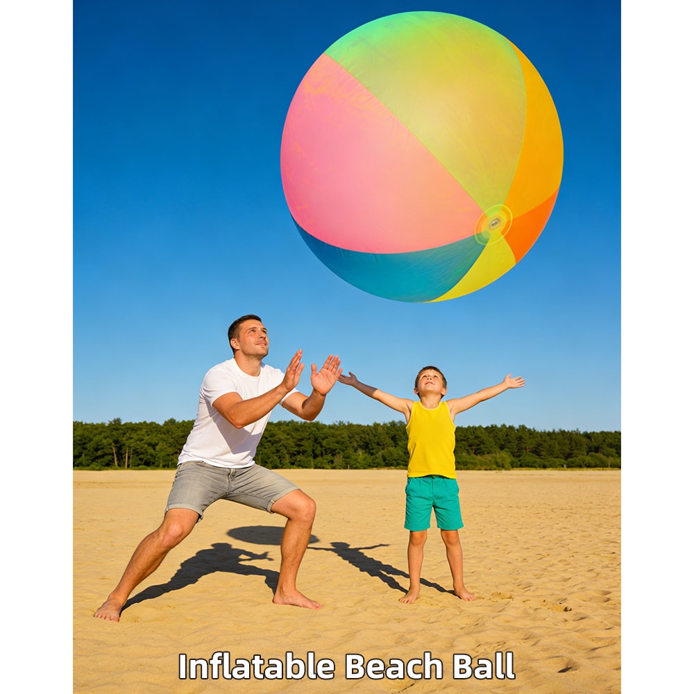 Neon Transparent Inflatable Beach Ball For Pool Party Fun Durable PVC Summer Water Toy 0