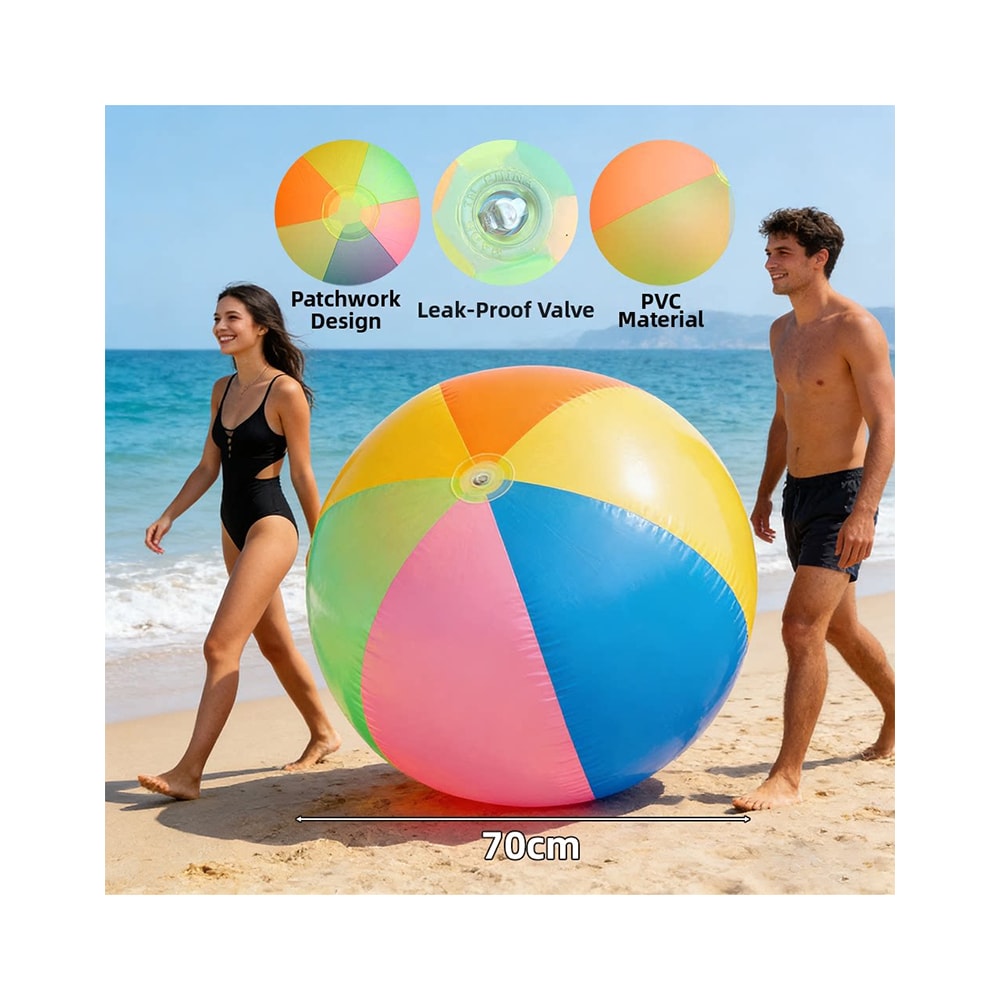 Neon Transparent Inflatable Beach Ball For Pool Party Fun Durable PVC Summer Water Toy 3