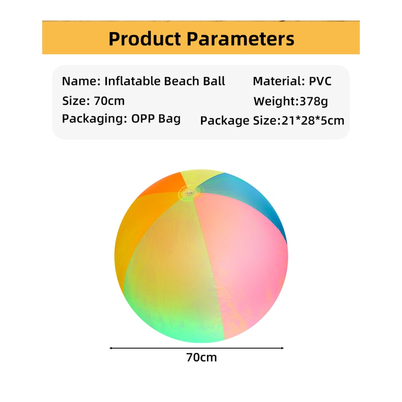 Neon Transparent Inflatable Beach Ball For Pool Party Fun Durable PVC Summer Water Toy 2