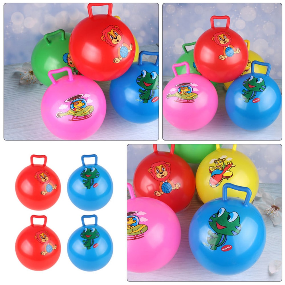 Kids Cartoon Jump Ball Set With Handle Bouncing Ball Toy For Outdoor Play Coordination Training 3