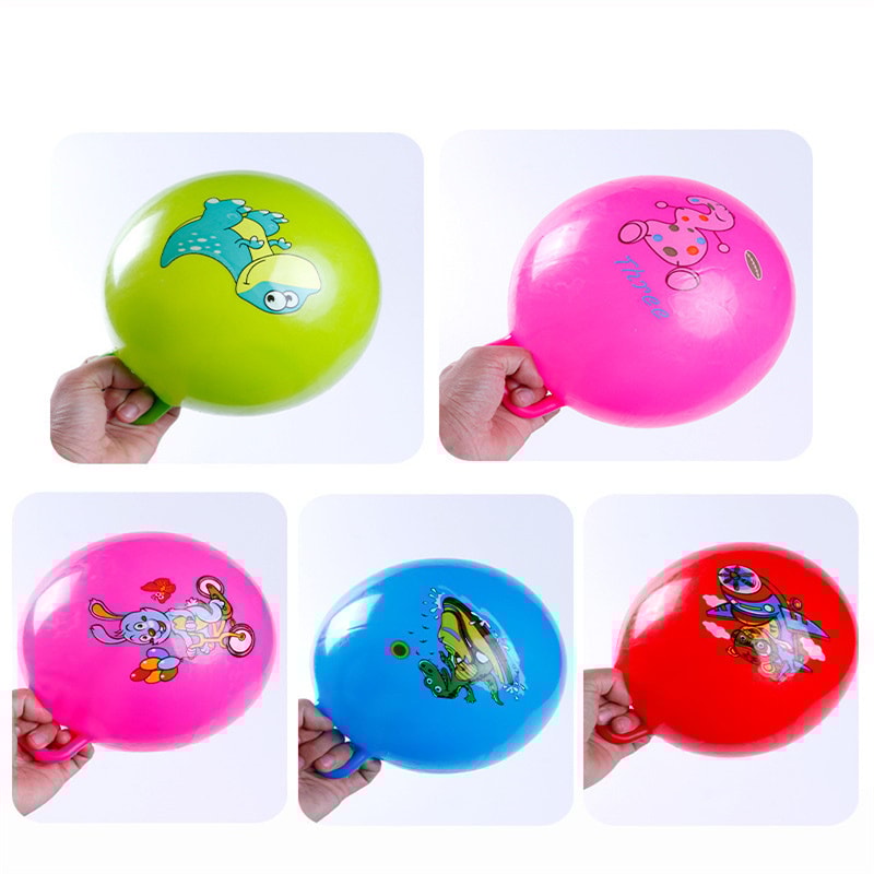 Kids Cartoon Jump Ball Set With Handle Bouncing Ball Toy For Outdoor Play Coordination Training 1