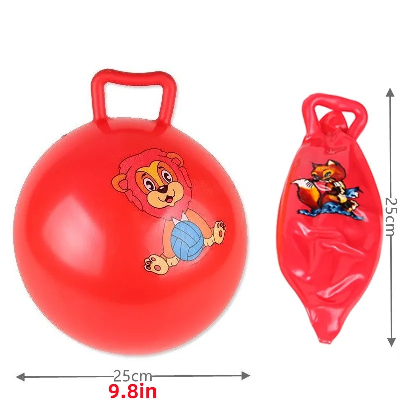 Kids Cartoon Jump Ball Set With Handle Bouncing Ball Toy For Outdoor Play Coordination Training 4