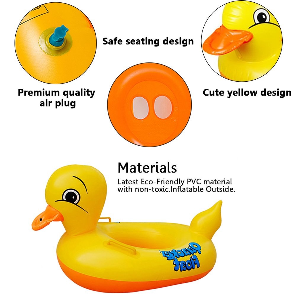 Baby Duck Inflatable Swim Float Seat With Handle Safe Baby Swim Float For Pool Beach Fun 4