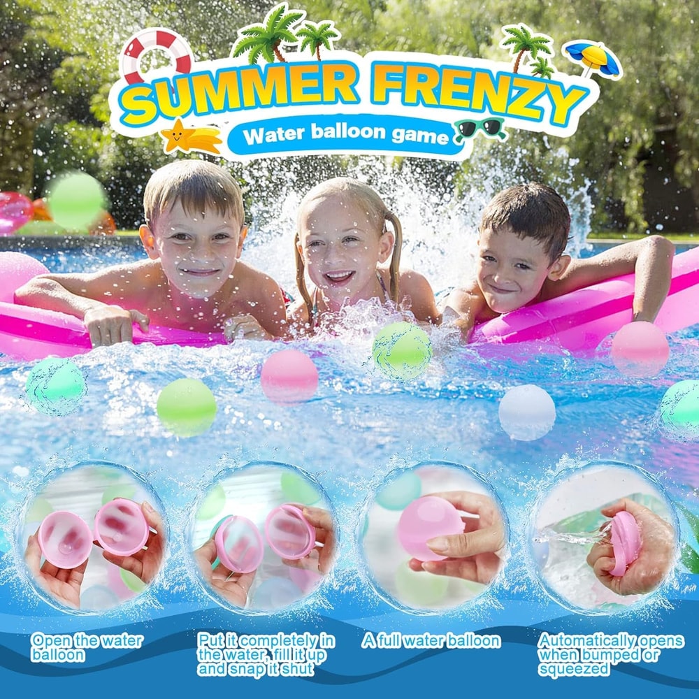 Reusable Silicone Water Balloons Quick Fill Splash Balls For Kids Summer Pool Games 3