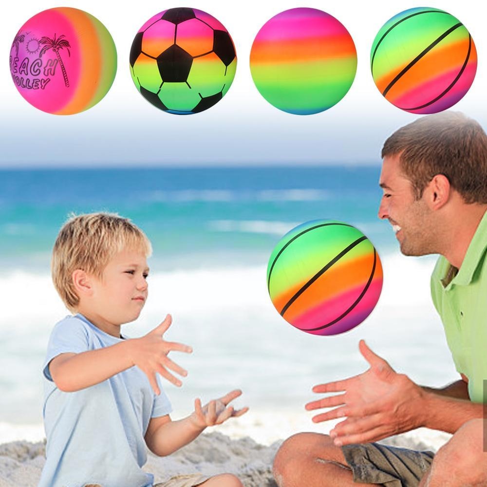 Elastic Rainbow Ball Toy For Kids Soft Bouncy Sensory Play Ball For Indoor Outdoor Fun 5