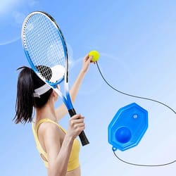 solo tennis trainer rebound set for practice with elastic ball and stable base