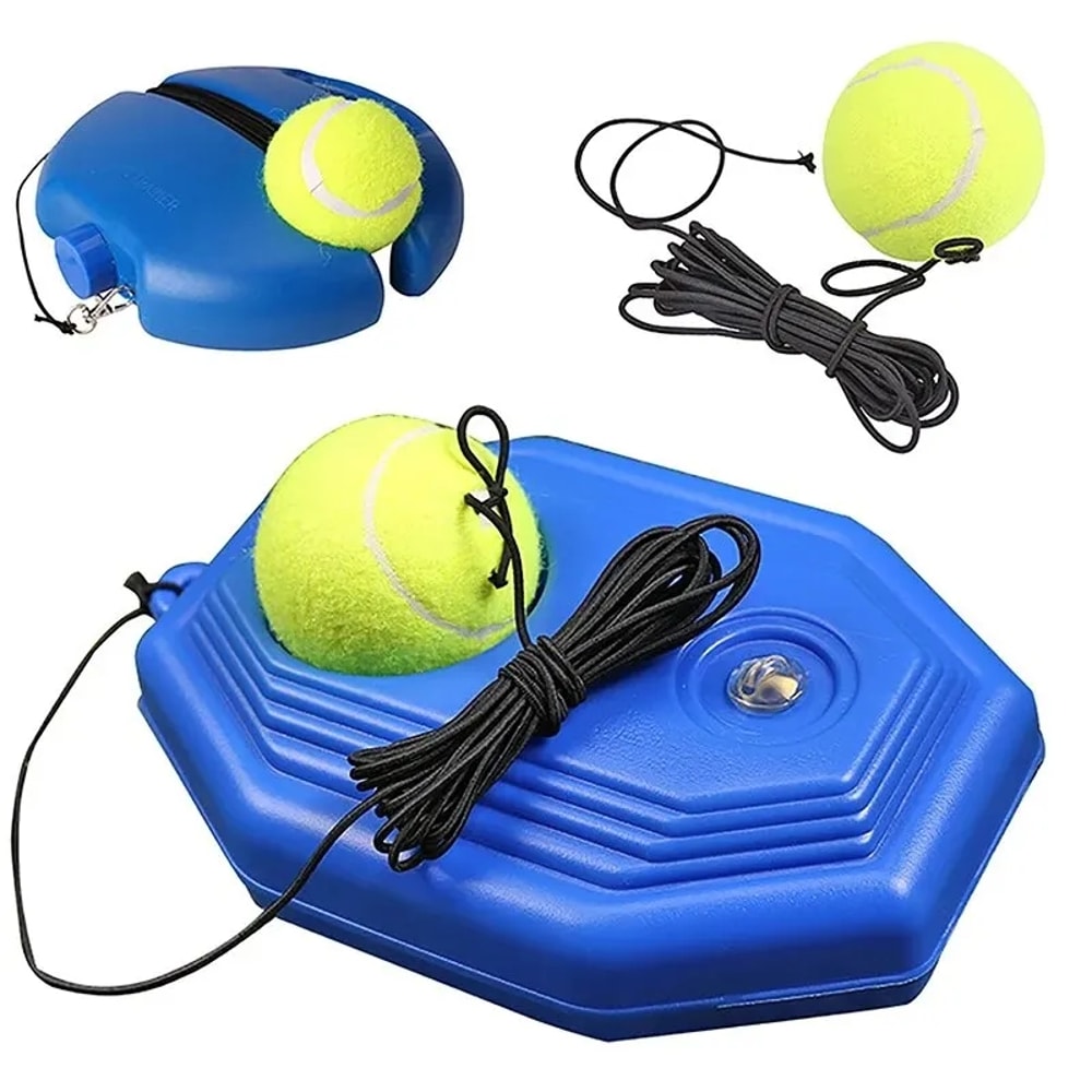 Solo Tennis Trainer Rebound Set For Practice With Elastic Ball And Stable Base 2