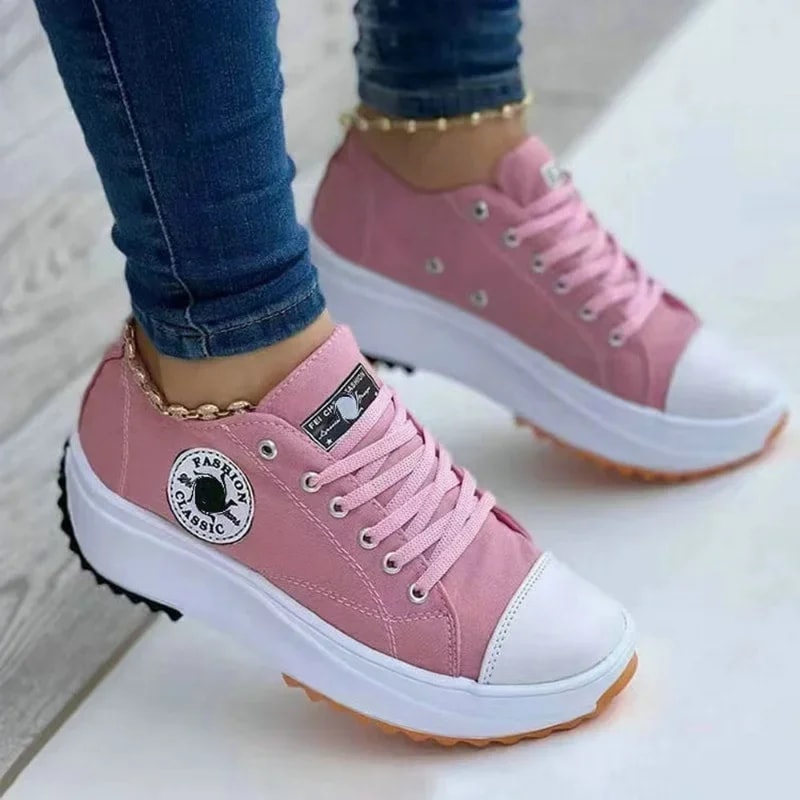 Women Casual LaceUp Canvas Flat Sneakers 2