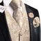 Men Elegant Silk Jacquard Waistcoat Set For Special Occasions 24