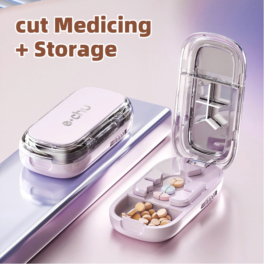 3-in-1 Pill Cutter Splitter with Pill Organizer and Portable Pill Box