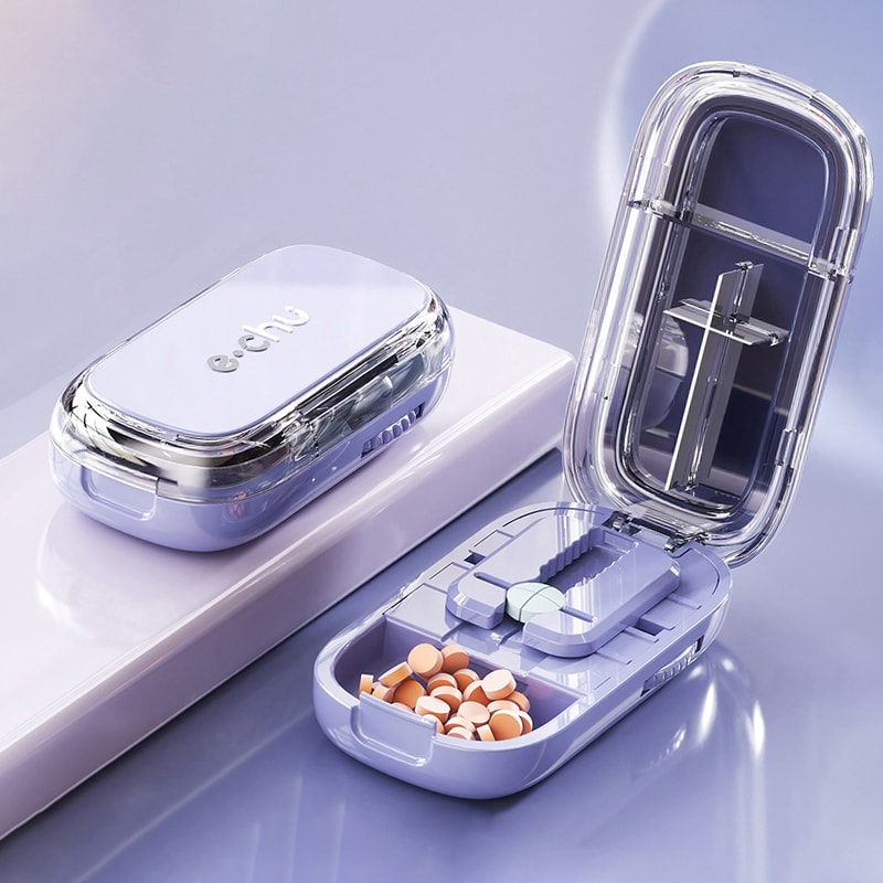3-in-1 Pill Cutter Splitter with Pill Organizer and Portable Pill Box