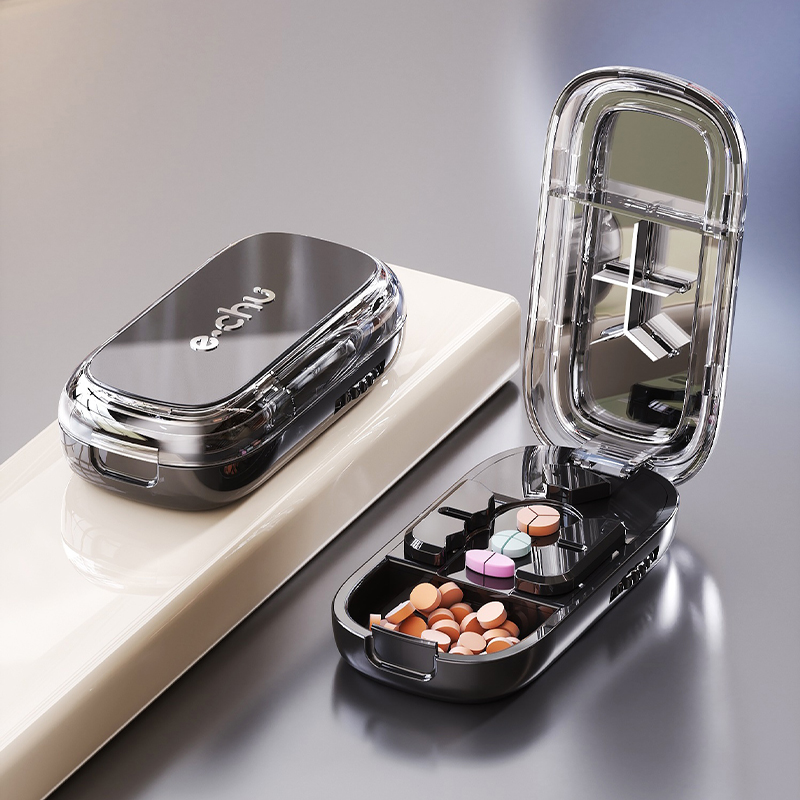 3-in-1 Pill Cutter Splitter with Pill Organizer and Portable Pill Box