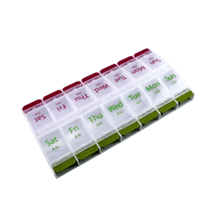 jumbo weekly pill organizer 7 day am pm large medication box for vitamins and supplements
