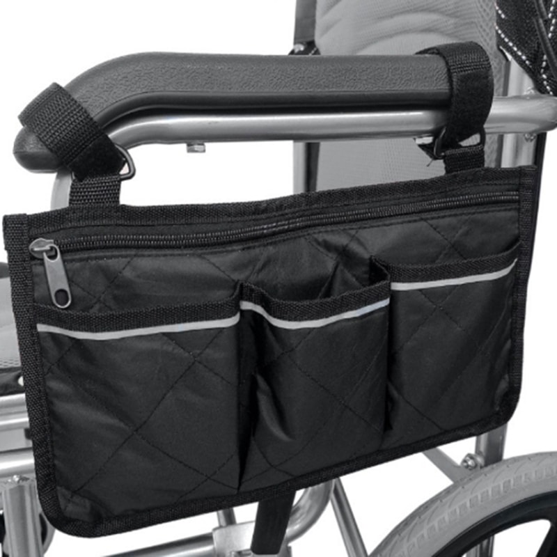 ComfortRide Wheelchair Side Bag Armrest Organizer with Reflective Strip