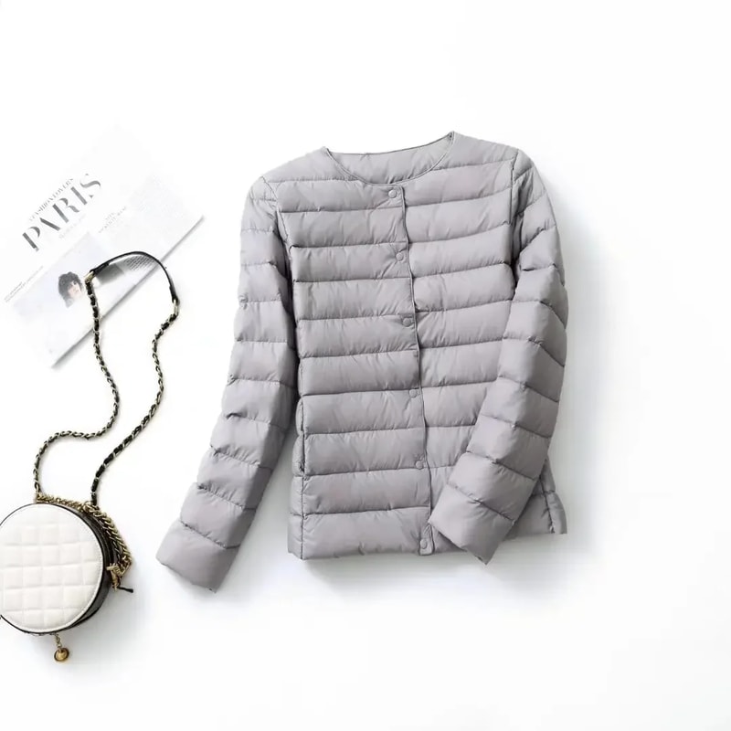 Womens Ultra Lightweight Packable Puffer Coat Slim Fit White Duck Down Winter Jacket 19