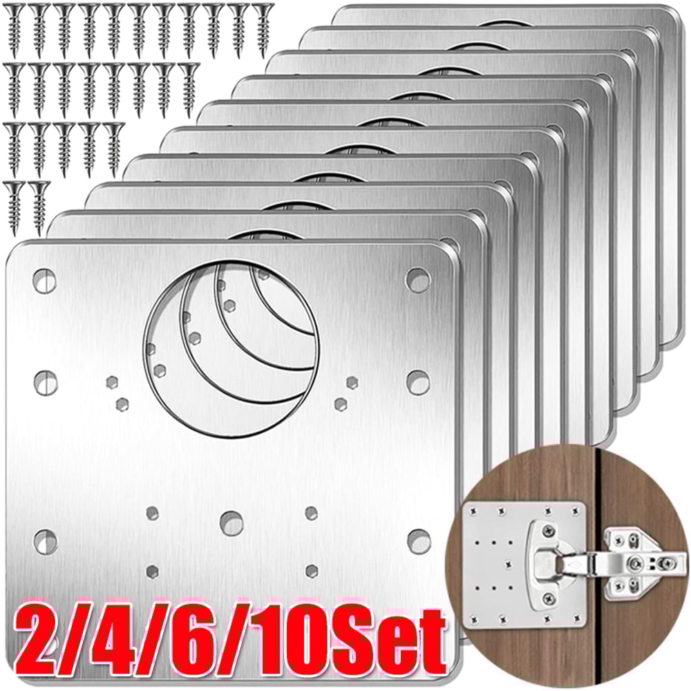 Cupboard Door Hinge Repair Plate Kit Heavy Duty Fixing Support Brackets 1