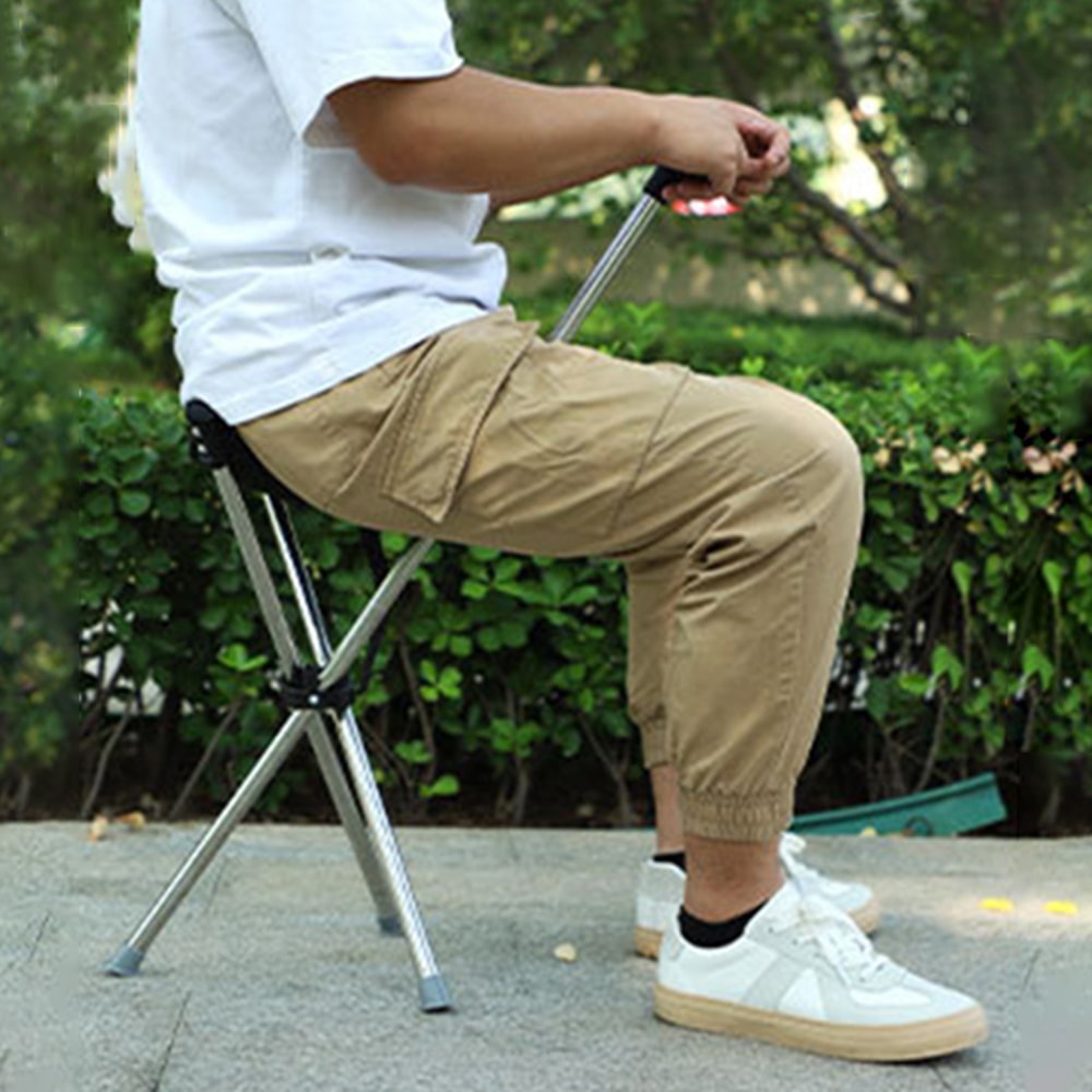 Lightweight Folding Cane with Seat Portable Walking Support for Seniors and Travel