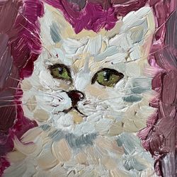 Cat Original Art Cat Painting Kitty Impasto Painting Kitten Abstract Painting Impasto Canvas 3d Kitty Oil Painting