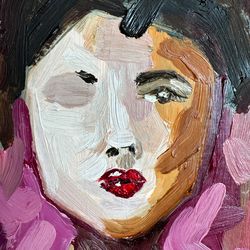 Woman Face Original Art Woman Face Painting Impasto Woman Face Oil Painting Woman Face Abstract Small Painting 3d