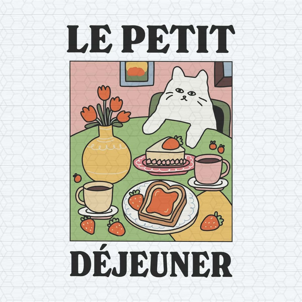 Cute Le Petit Dejeuner French Cafe Cat SVG.jpg