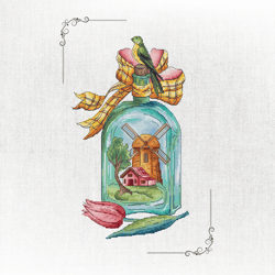 enchanting countryside windmill cross stitch pattern for crafters - magic mill design