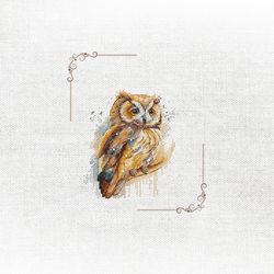 nature-inspired owl cross-stitch design - wildlife embroidery pattern