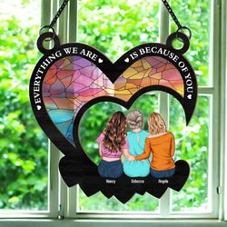 personalized window hanging stain glass mom acrylic suncatcher, custom mom suncatcher, mothers day gift, mom ornament
