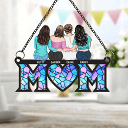 personalized family name suncatcher ornament, mother & daughter suncatcher, mother's day gift, window hanging home decor