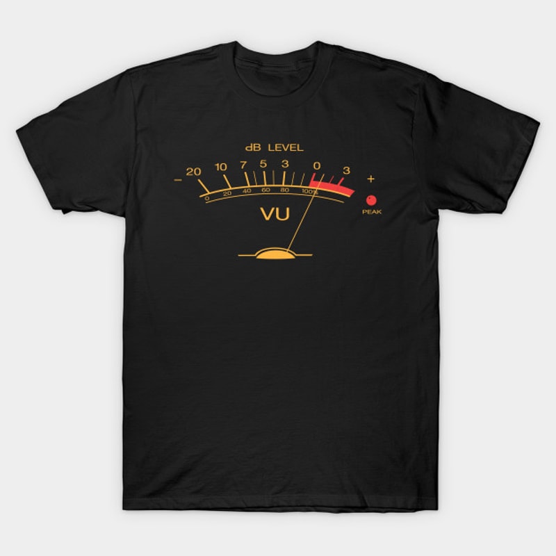 Volume VU Meter Vintage Audio Engineer Recording Studio Gear Head Musician Guitar Shirt.jpg