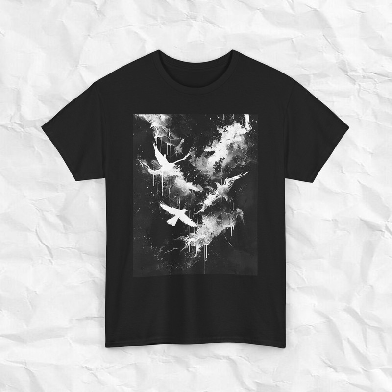 Celestial Bird Shirt Flying Bird Night Sky Moon Stars Vintage Tee Distressed Graphic Tshirt Bird Lov