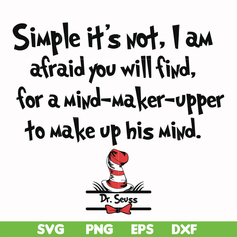 DR000146-Simple it's not I am afraid you will find for a mind-maker-upper to make up his mind svg, png, dxf, eps file DR000146.jpg