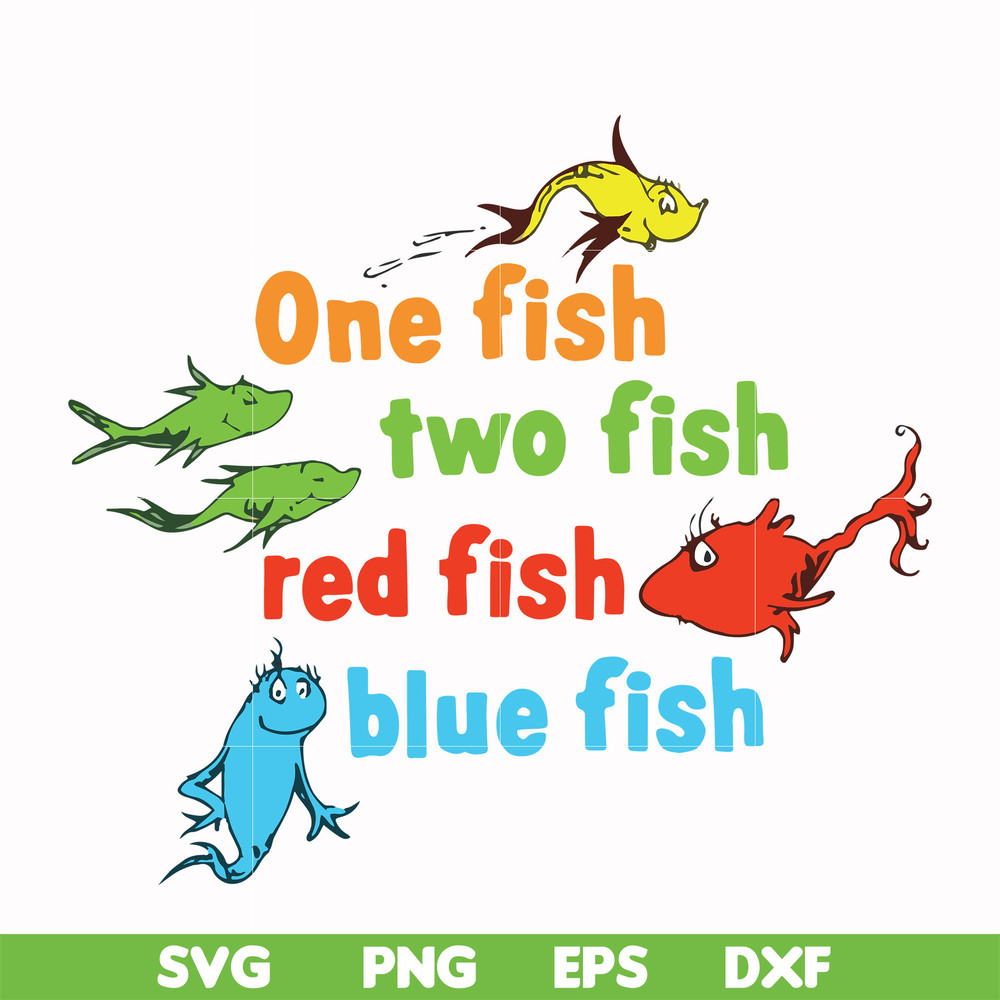 DR0002-One fish two fish red fish blue fish svg, png, dxf, eps file DR0002.jpg